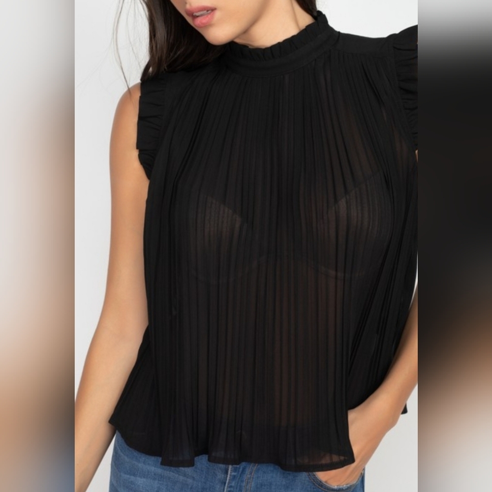 Plisse Blouse in Black - Picture 3 of 3